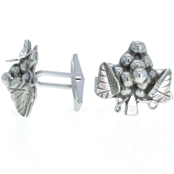 Silver & White Gold Grape Cluster Cuff Links