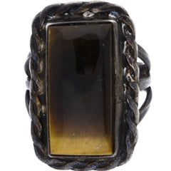 Navajo Handmade Braided Tigers Eye Ring - Size 6.25