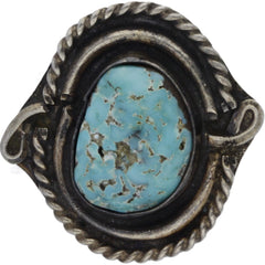 Navajo Handmade Braided Turquoise Ring - Size 6.25