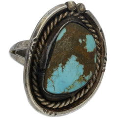 Navajo Handmade Braided Turquoise Ring - Size 7.25