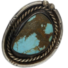 Navajo Handmade Braided Turquoise Ring - Size 7.25