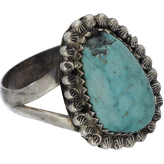 Navajo Handmade Turquoise Teardrop Ring - Size 9.25