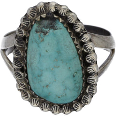 Navajo Handmade Turquoise Teardrop Ring - Size 9.25