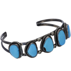 Navajo Handmade Sleeping Beauty Turquoise Cuff Bracelet