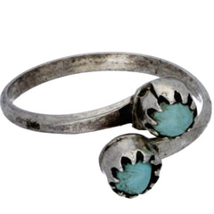 Zuni Handmade Turquoise Bypass Midi Ring - Size 2