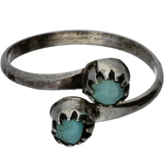 Zuni Handmade Turquoise Bypass Midi Ring - Size 2