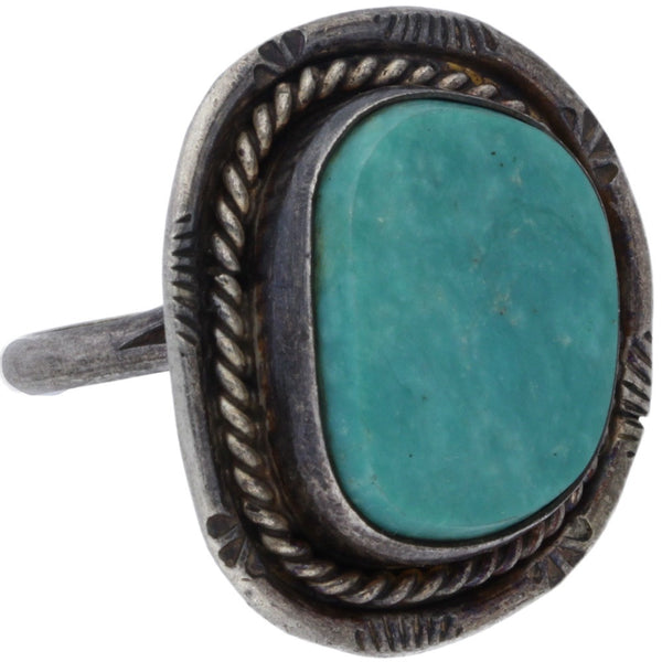 Navajo Handmade Bold Braided Turquoise Ring - Size 8.5