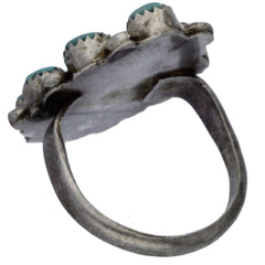 Zuni Handmade Dotted Turquoise Snake Eye Cluster Ring - Size 4