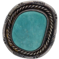 Navajo Handmade Bold Braided Turquoise Ring - Size 8.5