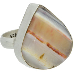 Peachy Banded Agate Drop Ring - Size 6.5