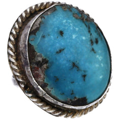 Navajo Handmade Braided Turquoise Ring - Size 2.75