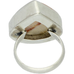 Peachy Banded Agate Drop Ring - Size 6.5