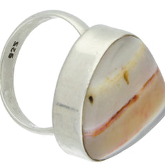 Peachy Banded Agate Drop Ring - Size 6.5