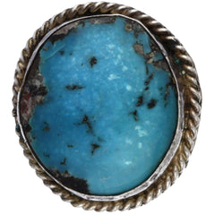 Navajo Handmade Braided Turquoise Ring - Size 2.75