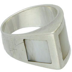 Modern Asymmetrical Mother of Pearl Peaked Ring - Size 8