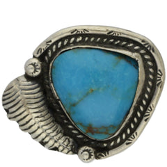 Navajo Handmade Braided Turquoise Feather Ring - Size 7