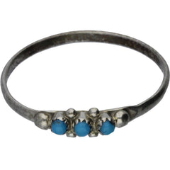 Zuni Dainty Turquoise Snake Eye Ring - Size 7.5