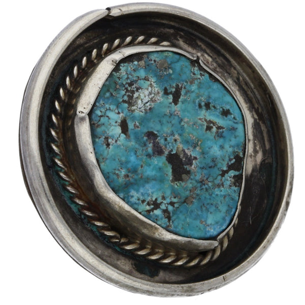 Navajo Handmade Circular Braided Turquoise Ring - Size 7.25