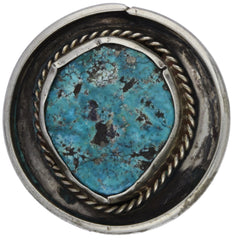 Navajo Handmade Circular Braided Turquoise Ring - Size 7.25