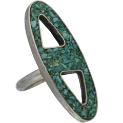 Navajo Handmade Die-Cut Crushed Turquoise Ring