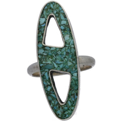 Navajo Handmade Die-Cut Crushed Turquoise Ring