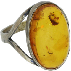 Simple Modernist Amber Oval Ring - Size 7.25