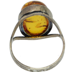 Simple Modernist Amber Oval Ring - Size 7.25