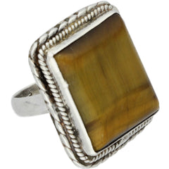 Chunky Square Tigers Eye Ring - Size 7