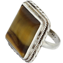 Chunky Square Tigers Eye Ring - Size 7