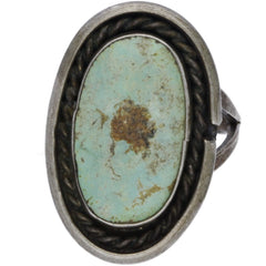 Navajo Handmade Elongated Braided Turquoise Ring - Size 8.5