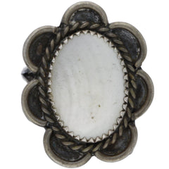 Navajo Handmade White MOP Braided Flower Ring - Size 6.25