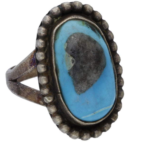 Navajo Handmade Turquoise Dotted Ring - Size 6.75