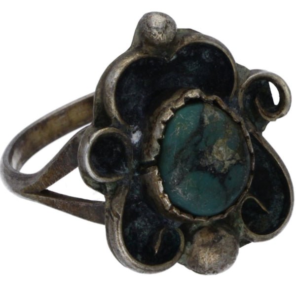 Southwestern Dotted Turquoise Ring - Size 6.5