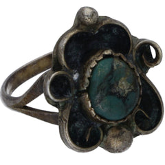 Southwestern Dotted Turquoise Ring - Size 6.5