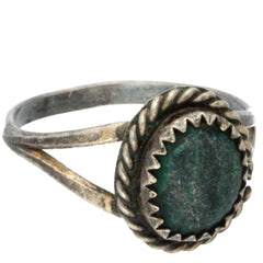 Navajo Handmade Braided Green Turquoise Ring - Size 7