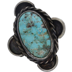 Navajo Handmade Braided Turquoise Cross Ring - Size 5.5