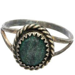 Navajo Handmade Braided Green Turquoise Ring - Size 7