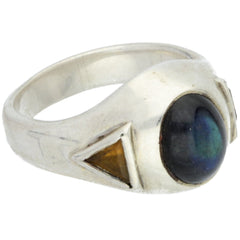 British Repousse Bezel Labradorite & Citrine Ring - Size 8.5