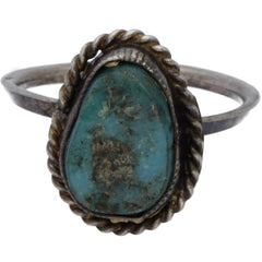 Navajo Handmade Braided Turquoise Ring - Size 5.5