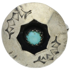 Navajo Hand-Punched Shadow Box Turquoise Ring - Size 4.5