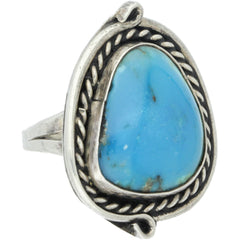 Navajo Handmade Bold Braided Turquoise Ring - Size 6.25