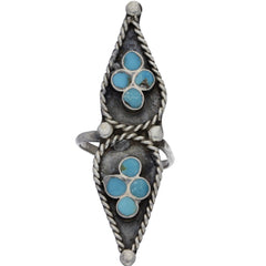 Zuni Handmade Elongated Turquoise Ring - Size 3.5