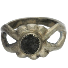 Navajo Handmade Onyx Sandcast Ring - Size 5.25