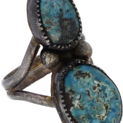 Navajo Handmade Stacked Turquoise Midi Ring - Size 3