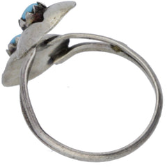 Zuni Handmade Turquoise Bypass Midi Ring - Size 4