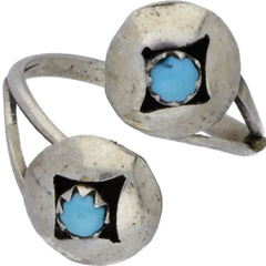 Zuni Handmade Turquoise Bypass Midi Ring - Size 4