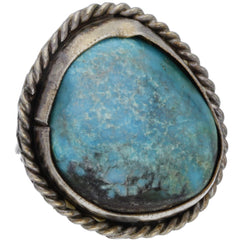 Navajo Braided Turquoise Cabochon Ring - Size 5.25