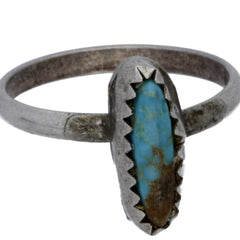 Zuni Handmade Elongated Turquoise Ring - Size 4.5