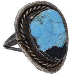 Navajo Handmade Braided Turquoise Ring - Size 8