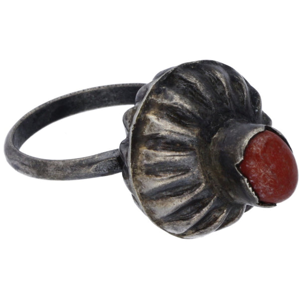 Southwestern Fluted Coral Ring - Size 6.75